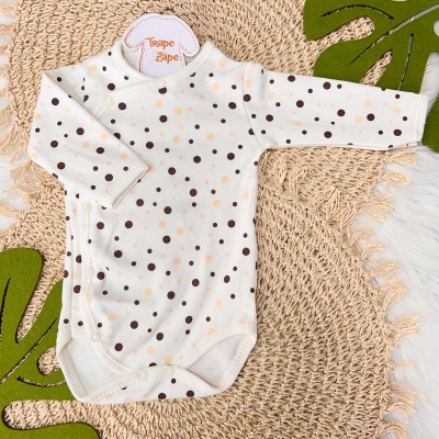 Body Kimono M/l Confete Off White com Salmão e Bordo